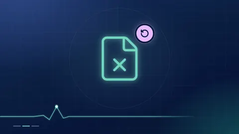 A mint document outline with a cross, beside a lilac re-appeal arrow badge, on a dark navy ground.