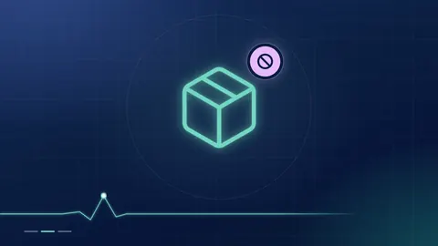 A mint parcel outline with a lilac no-entry badge on a dark navy ground.